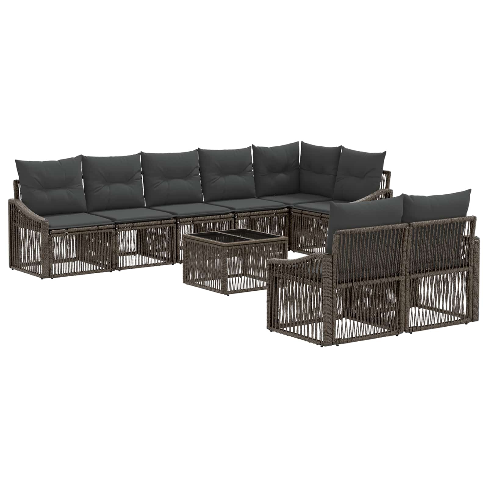 vidaXL Tuinbankenset 9 pcs Zwart poly rattan