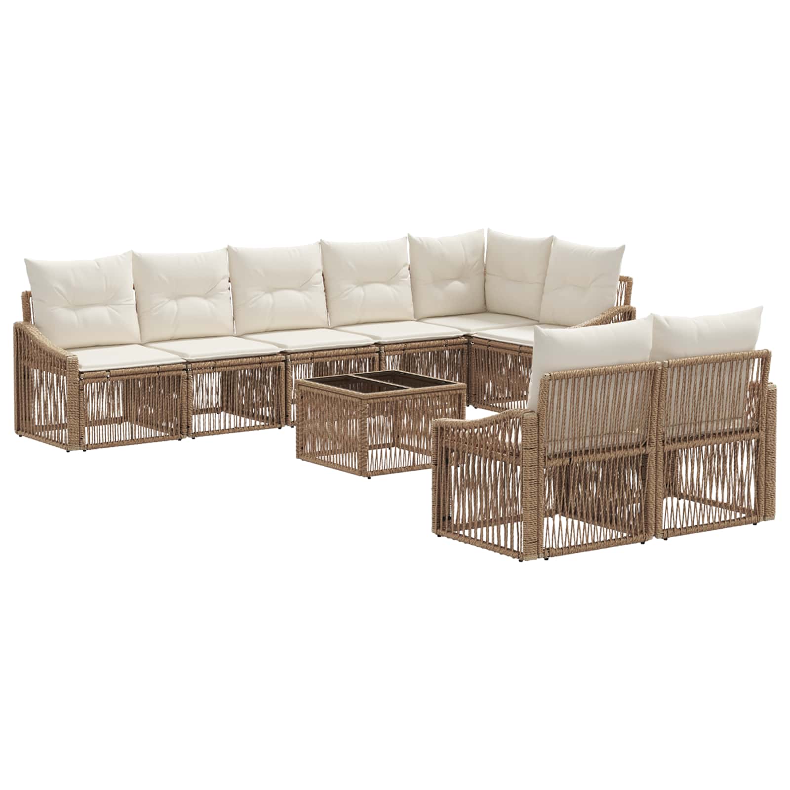 vidaXL Tuinbankenset 9 pcs Zwart poly rattan