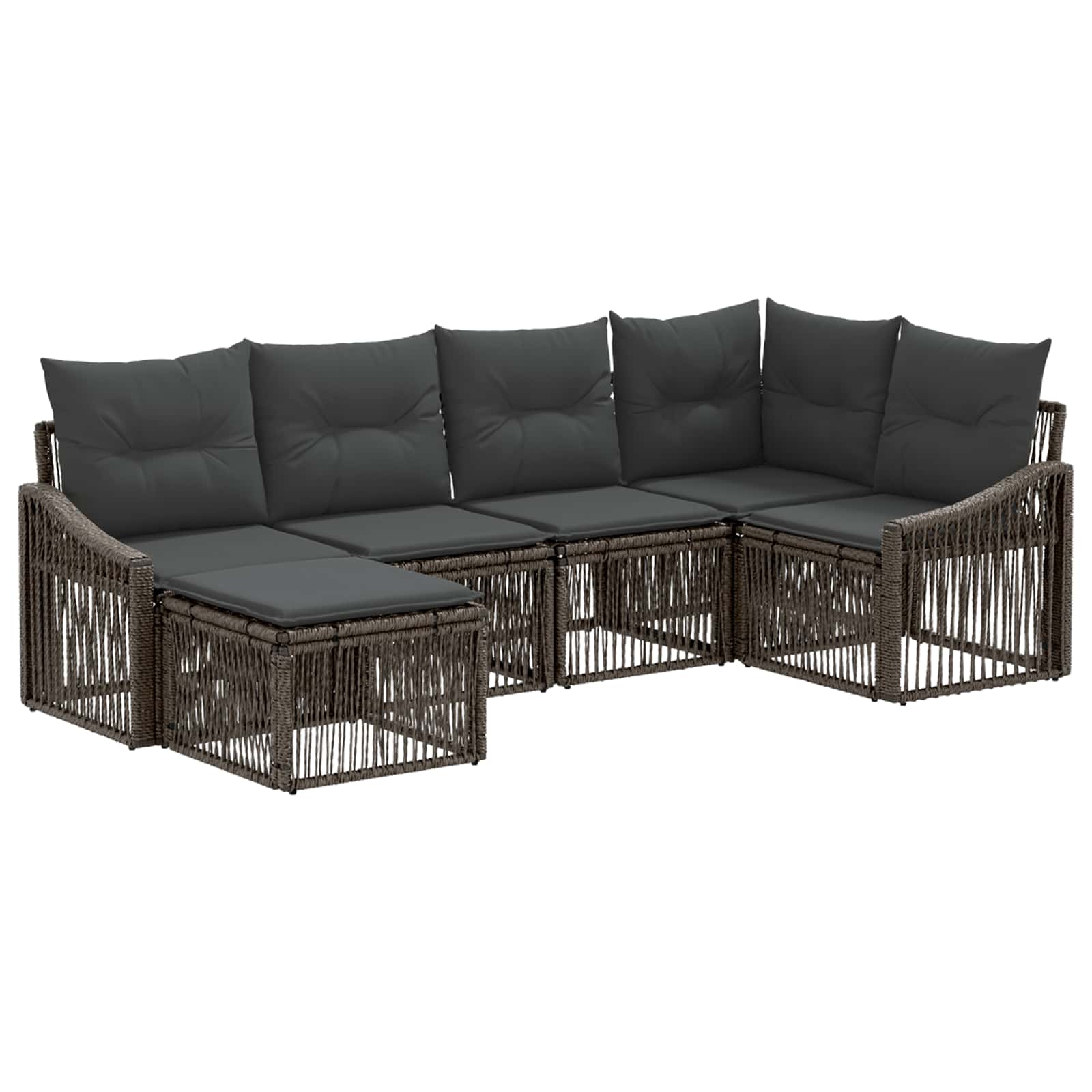 vidaXL Tuinbankenset 7 pcs Zwart poly rattan