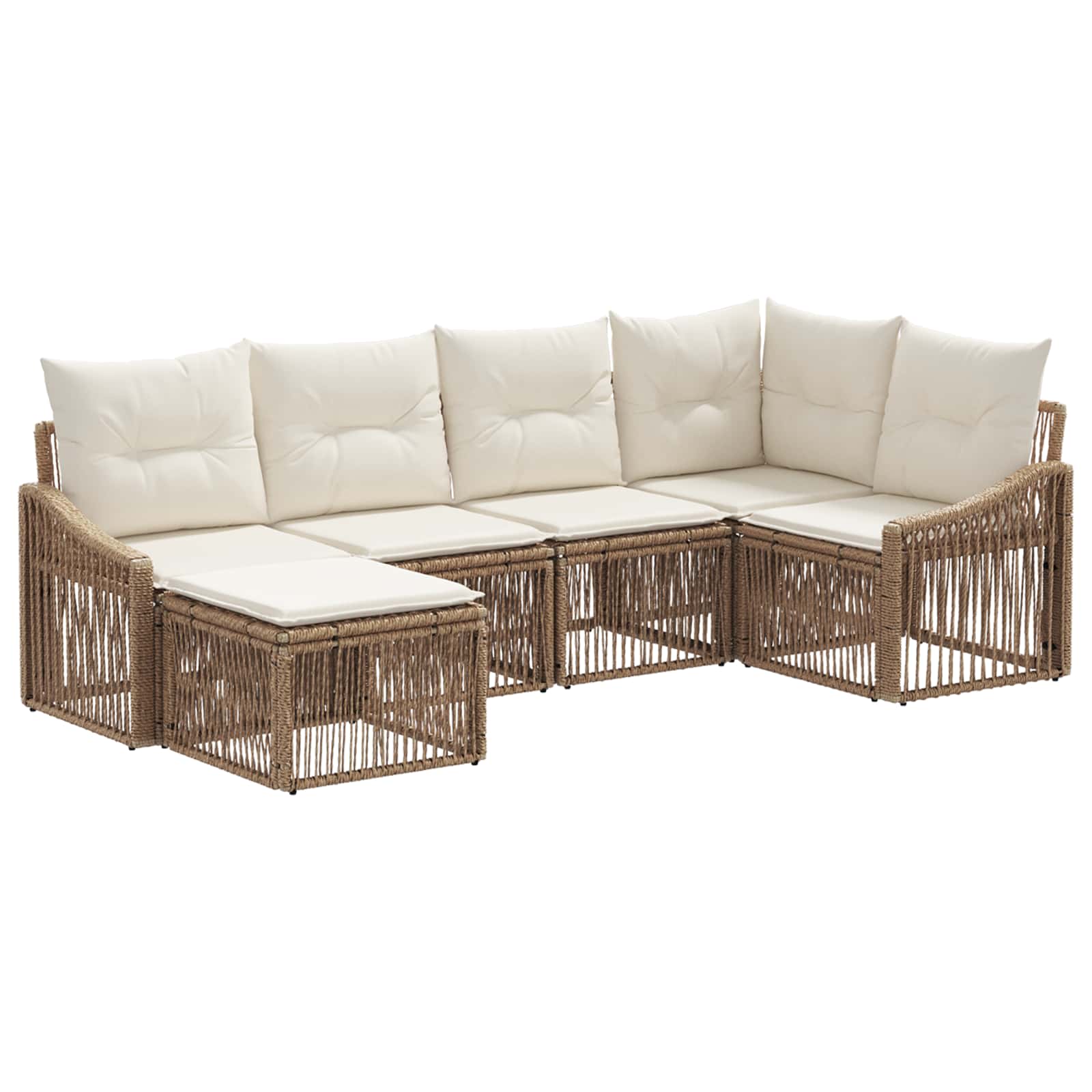 vidaXL Tuinbankenset 7 pcs Zwart poly rattan