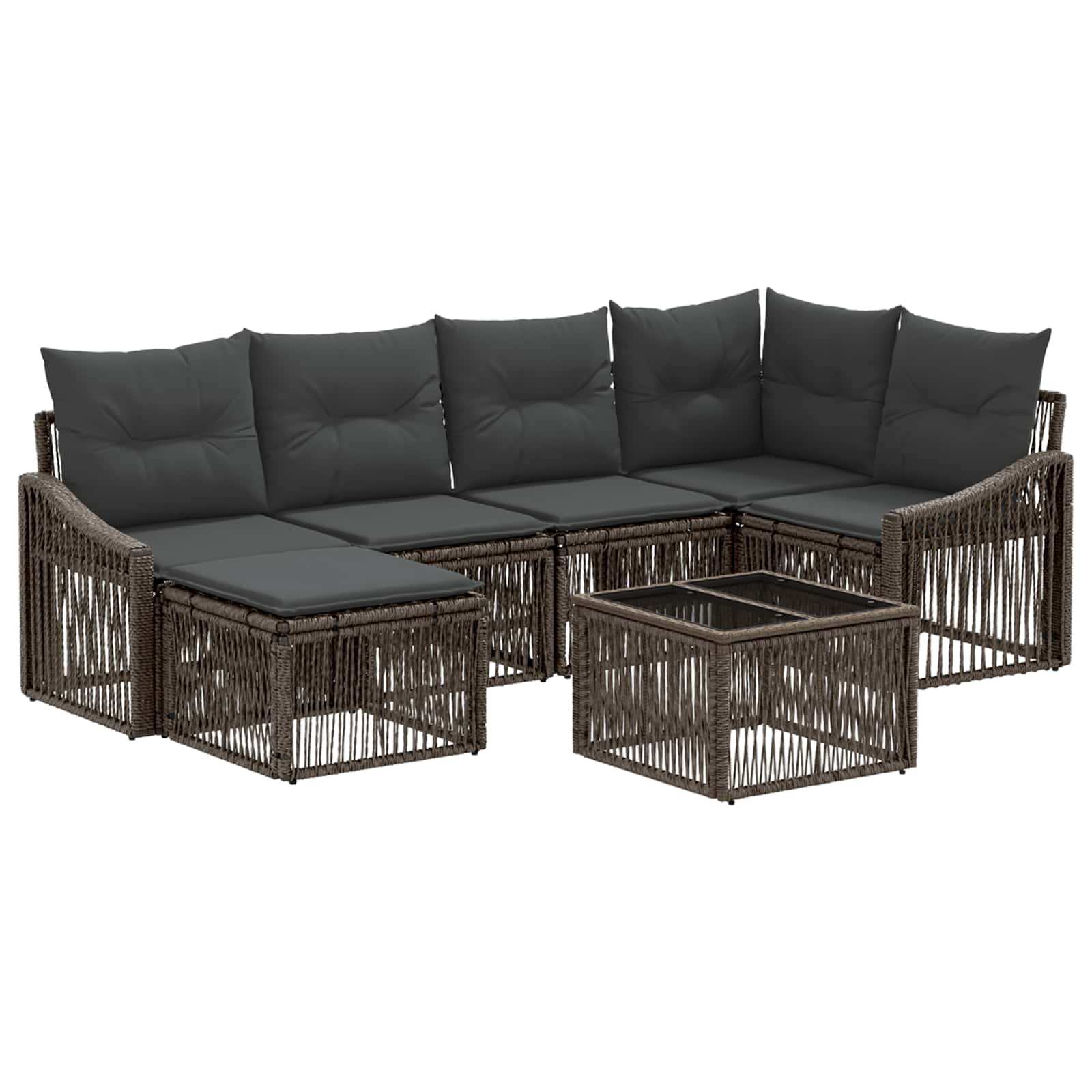 vidaXL Tuinbankenset 7 pcs Zwart poly rattan