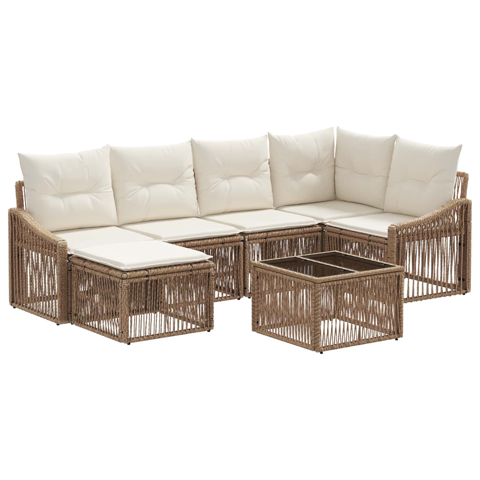vidaXL Tuinbankenset 7 pcs Zwart poly rattan