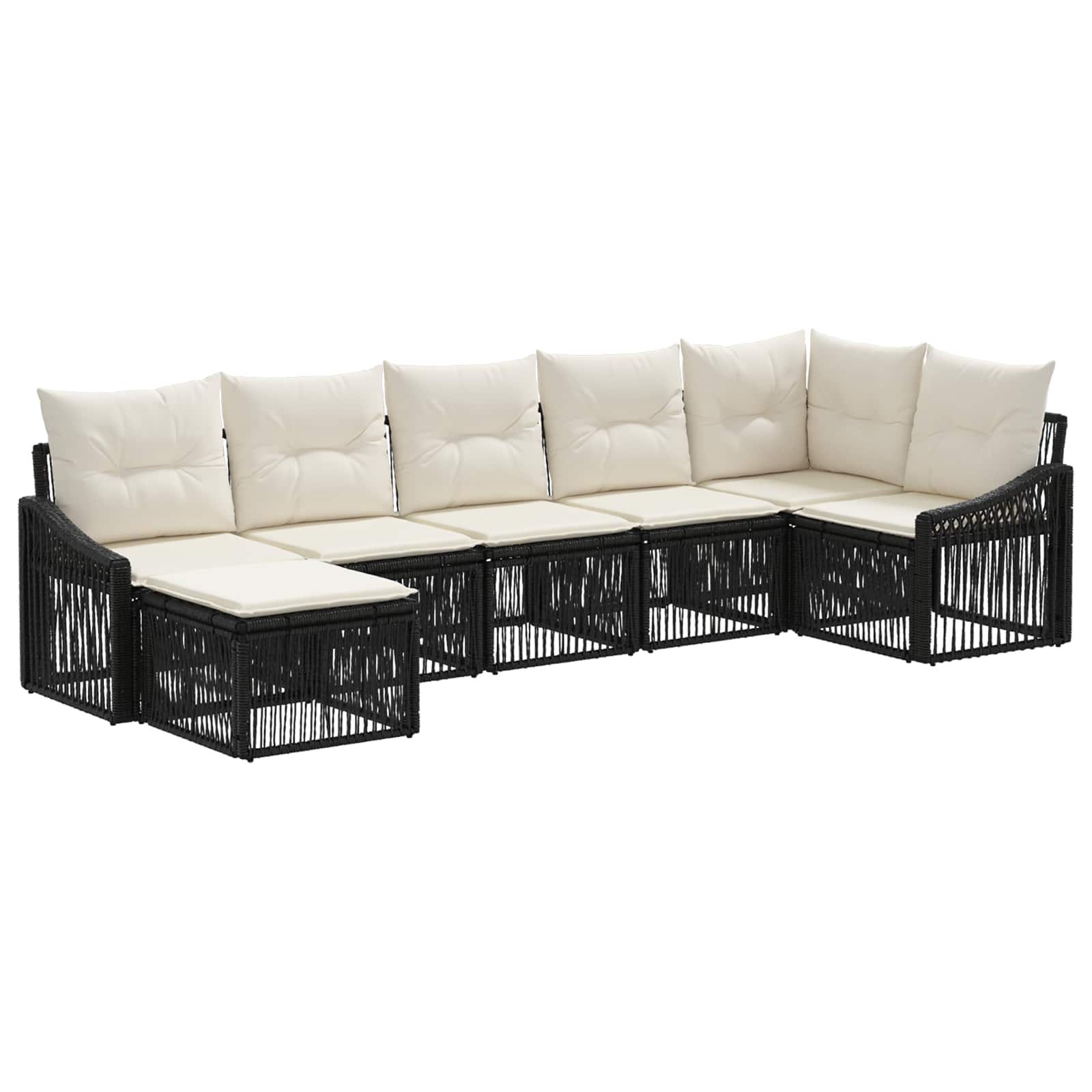 vidaXL Tuinbankenset 8 pcs Zwart poly rattan