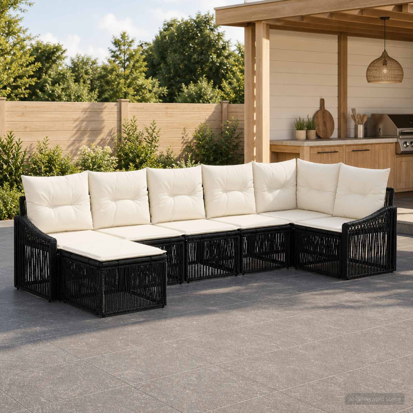 vidaXL Tuinbankenset 8 pcs Zwart poly rattan