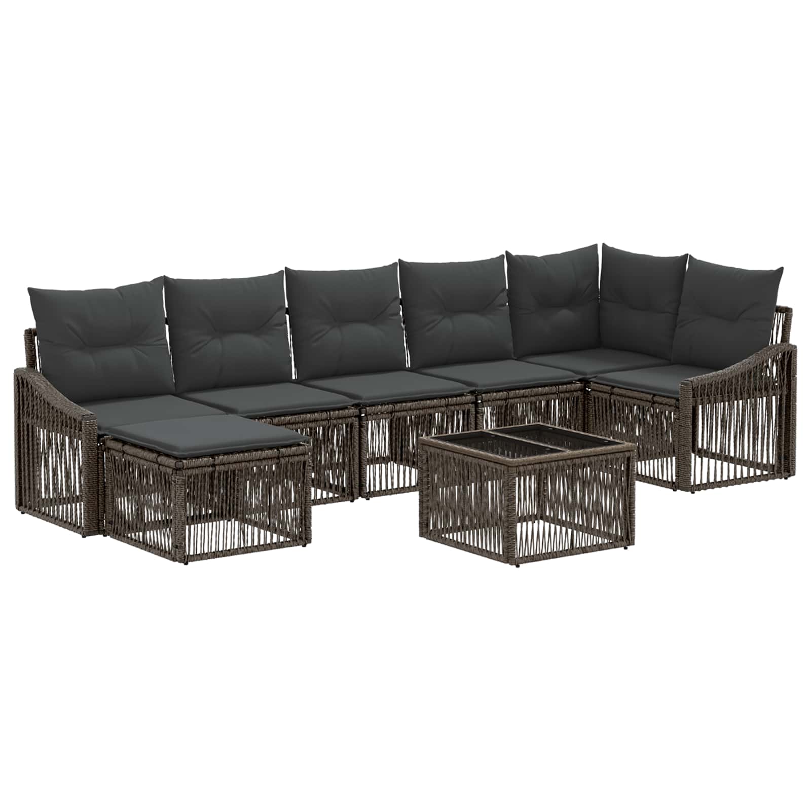 vidaXL Tuinbankenset 8 pcs Zwart poly rattan