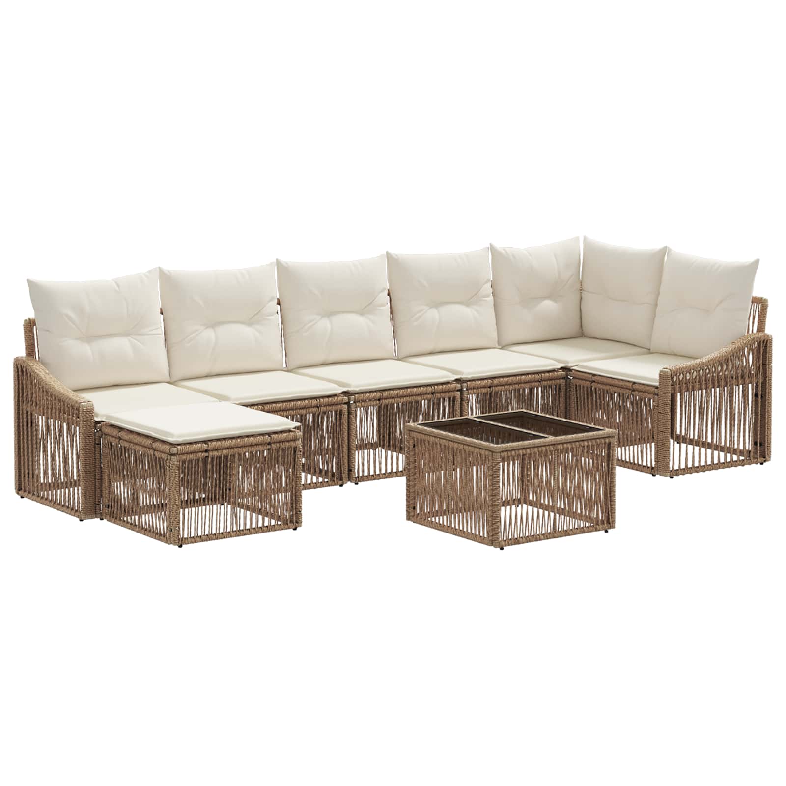 vidaXL Tuinbankenset 8 pcs Zwart poly rattan