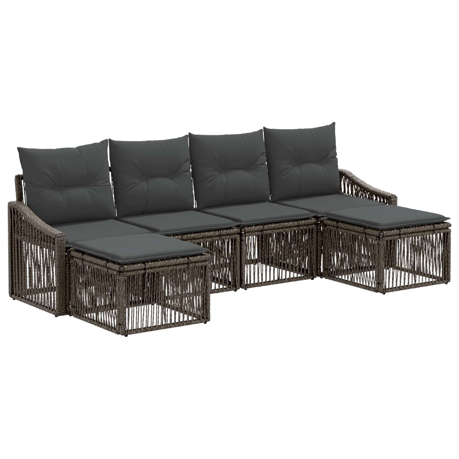 vidaXL Tuinbankenset 7 pcs Zwart poly rattan