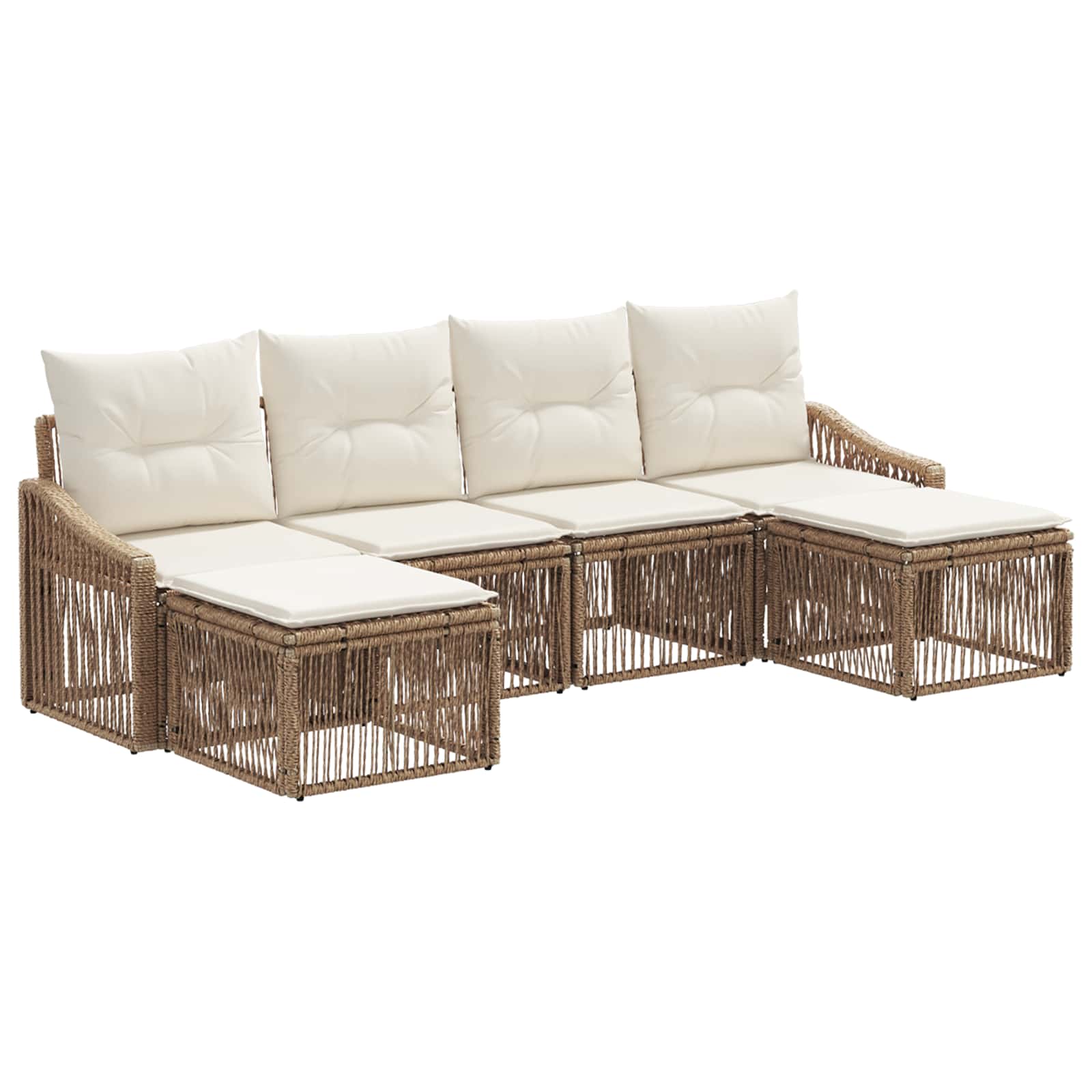 vidaXL Tuinbankenset 7 pcs Zwart poly rattan