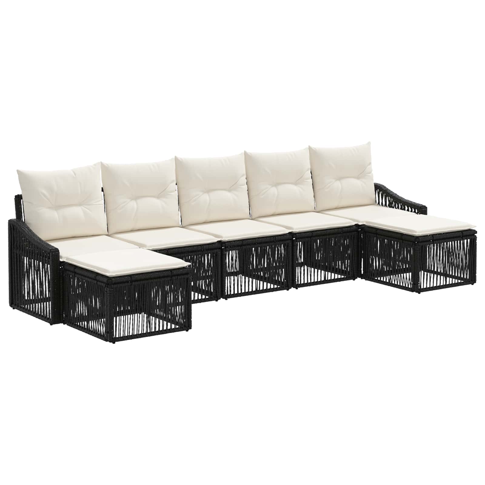 vidaXL Tuinbankenset 8 pcs Zwart poly rattan