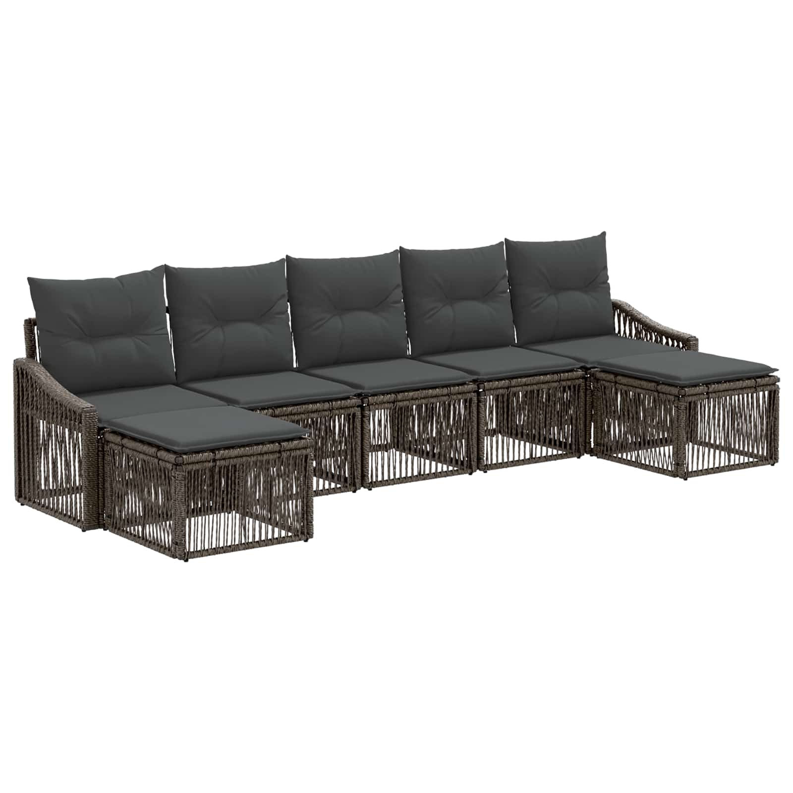 vidaXL Tuinbankenset 8 pcs Zwart poly rattan