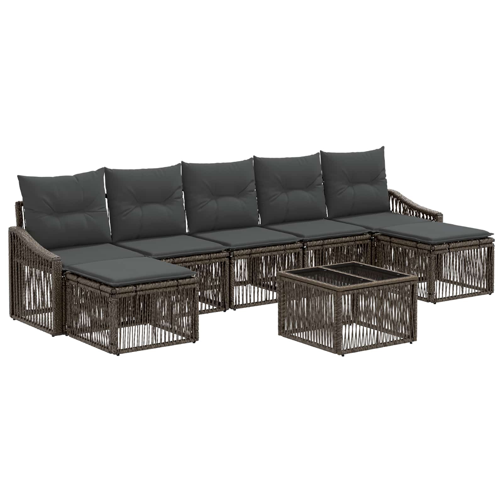 vidaXL Tuinbankenset 8 pcs Zwart poly rattan