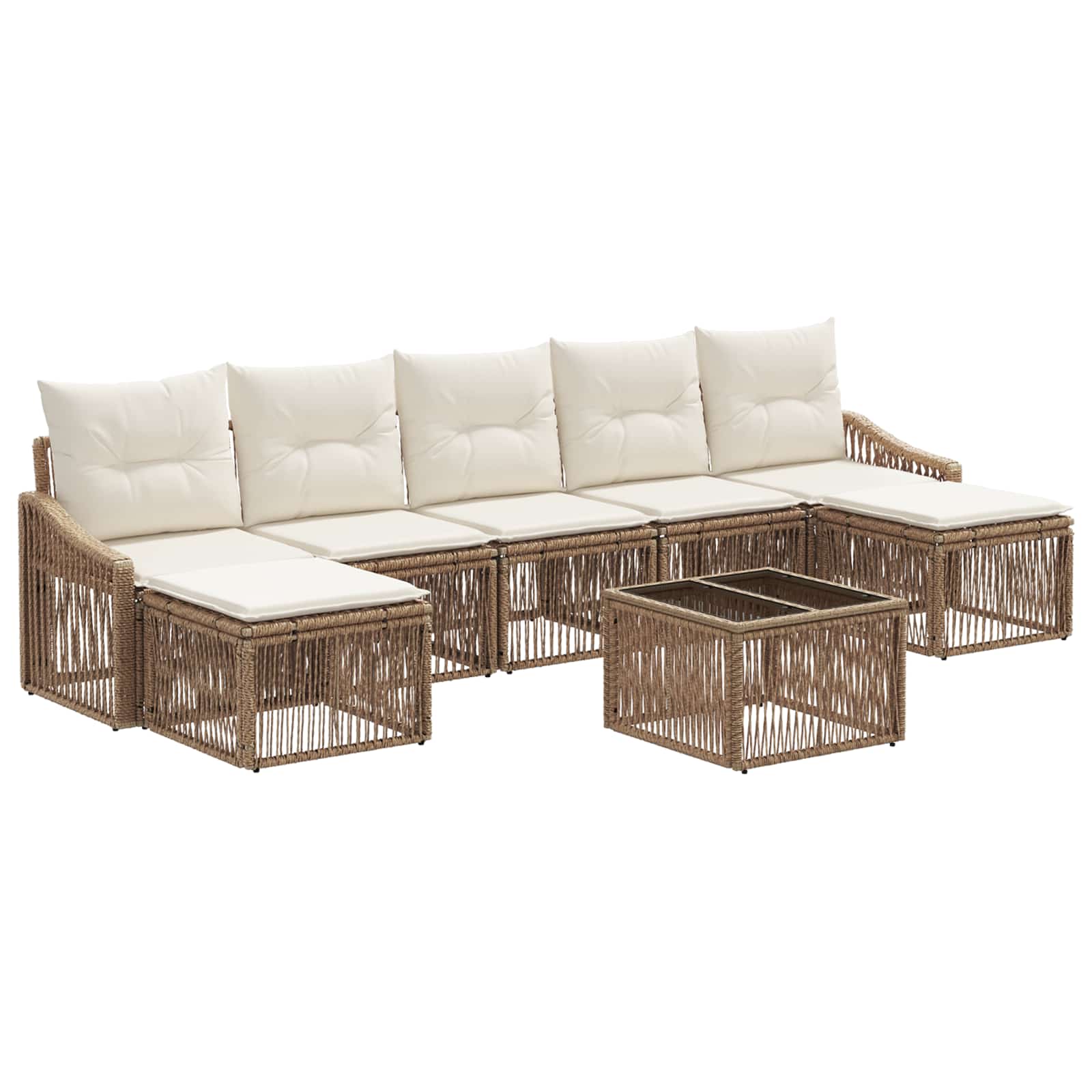 vidaXL Tuinbankenset 8 pcs Zwart poly rattan