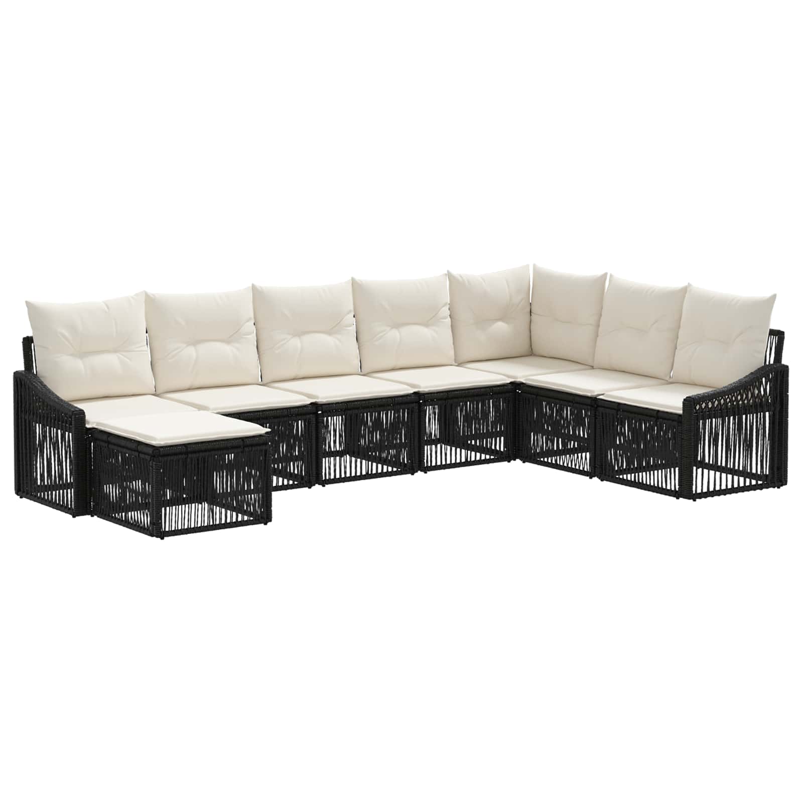 vidaXL Tuinbankenset 9 pcs Zwart poly rattan