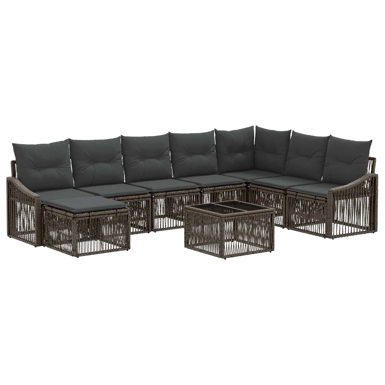 vidaXL Tuinbankenset 9 pcs Zwart poly rattan