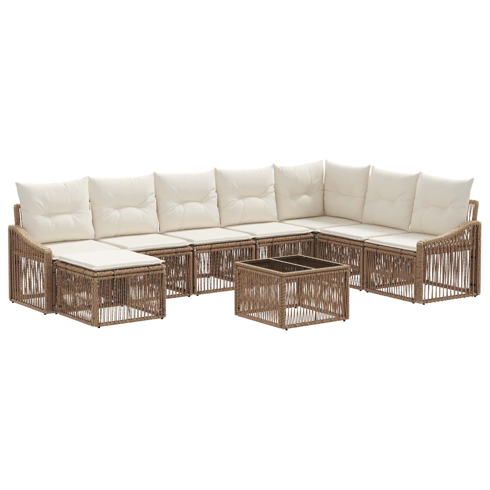 vidaXL Tuinbankenset 9 pcs Zwart poly rattan