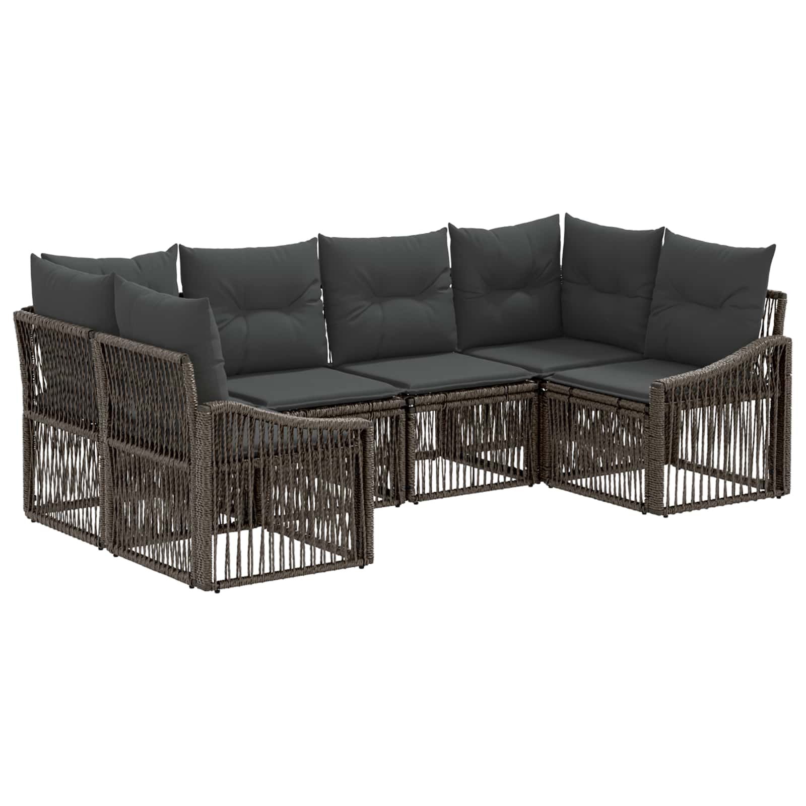 vidaXL Tuinbankenset 6 st 6-Aantal zitplaatsen Zwart poly rattan