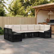 vidaXL Tuinbankenset 7 st 7-Aantal zitplaatsen Zwart poly rattan