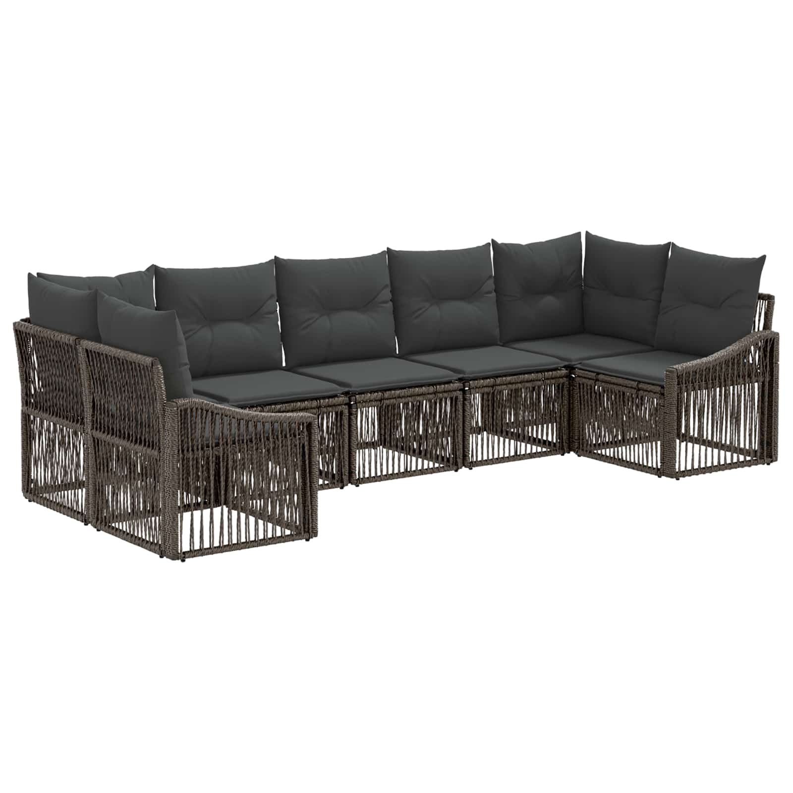 vidaXL Tuinbankenset 7 st 7-Aantal zitplaatsen Zwart poly rattan