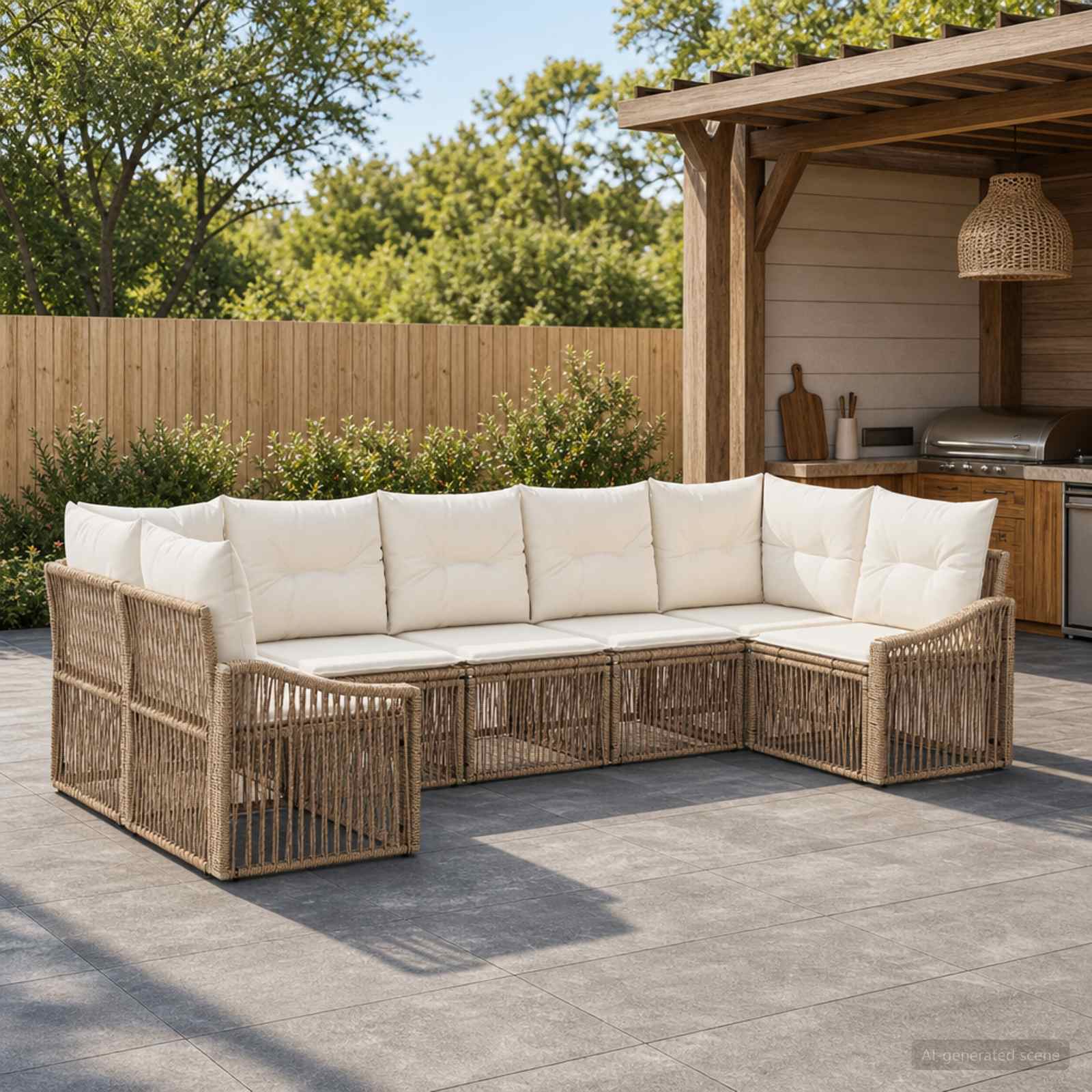 vidaXL Tuinbankenset 7 st 7-Aantal zitplaatsen Zwart poly rattan
