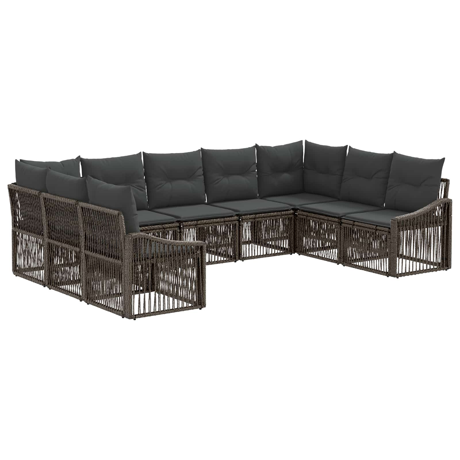 vidaXL Tuinbankenset 10 pcs Zwart poly rattan