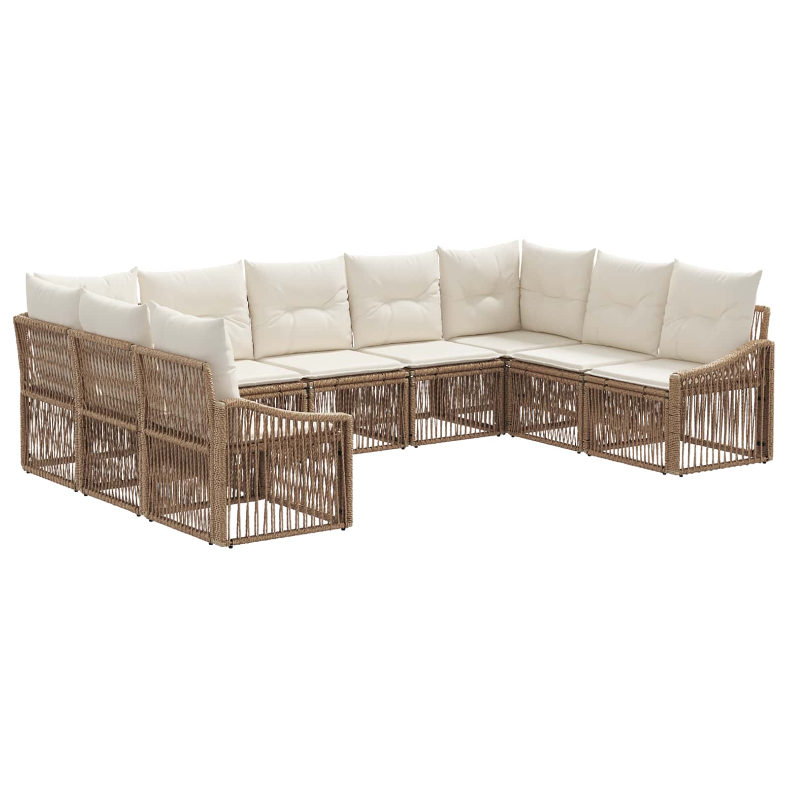 vidaXL Tuinbankenset 10 pcs Zwart poly rattan