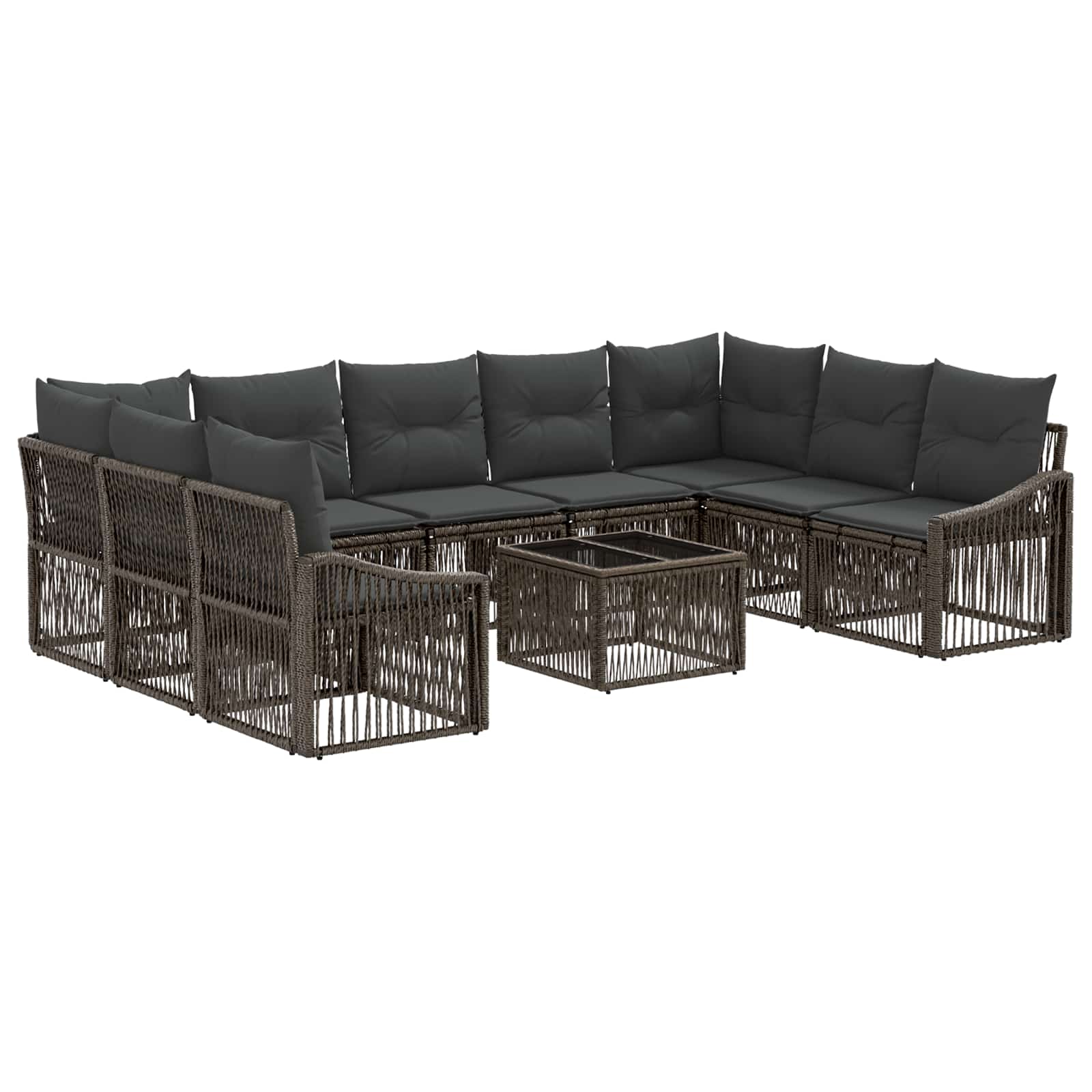 vidaXL Tuinbankenset 10 pcs Zwart poly rattan