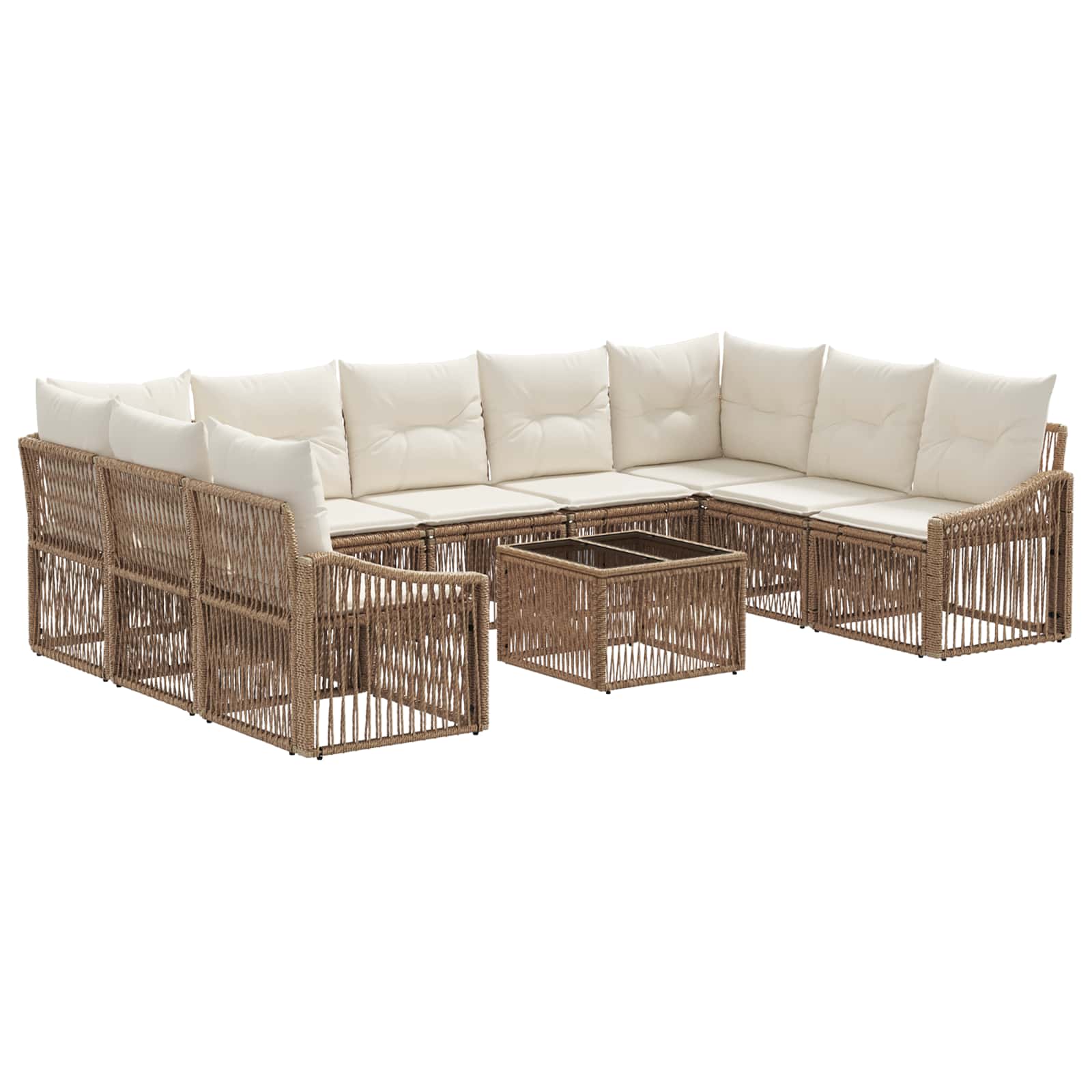 vidaXL Tuinbankenset 10 pcs Zwart poly rattan