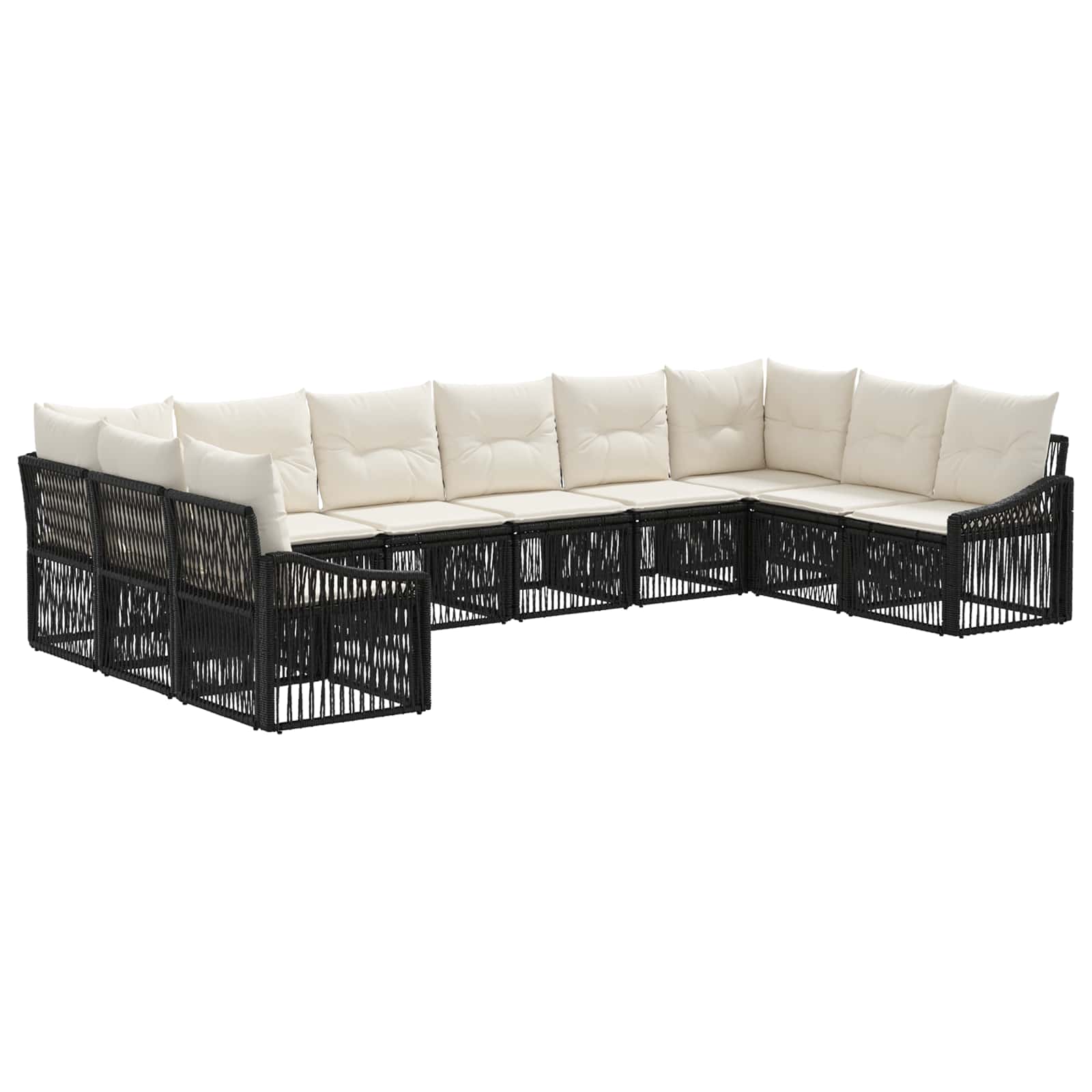 vidaXL Tuinbankenset 11 pcs Zwart poly rattan