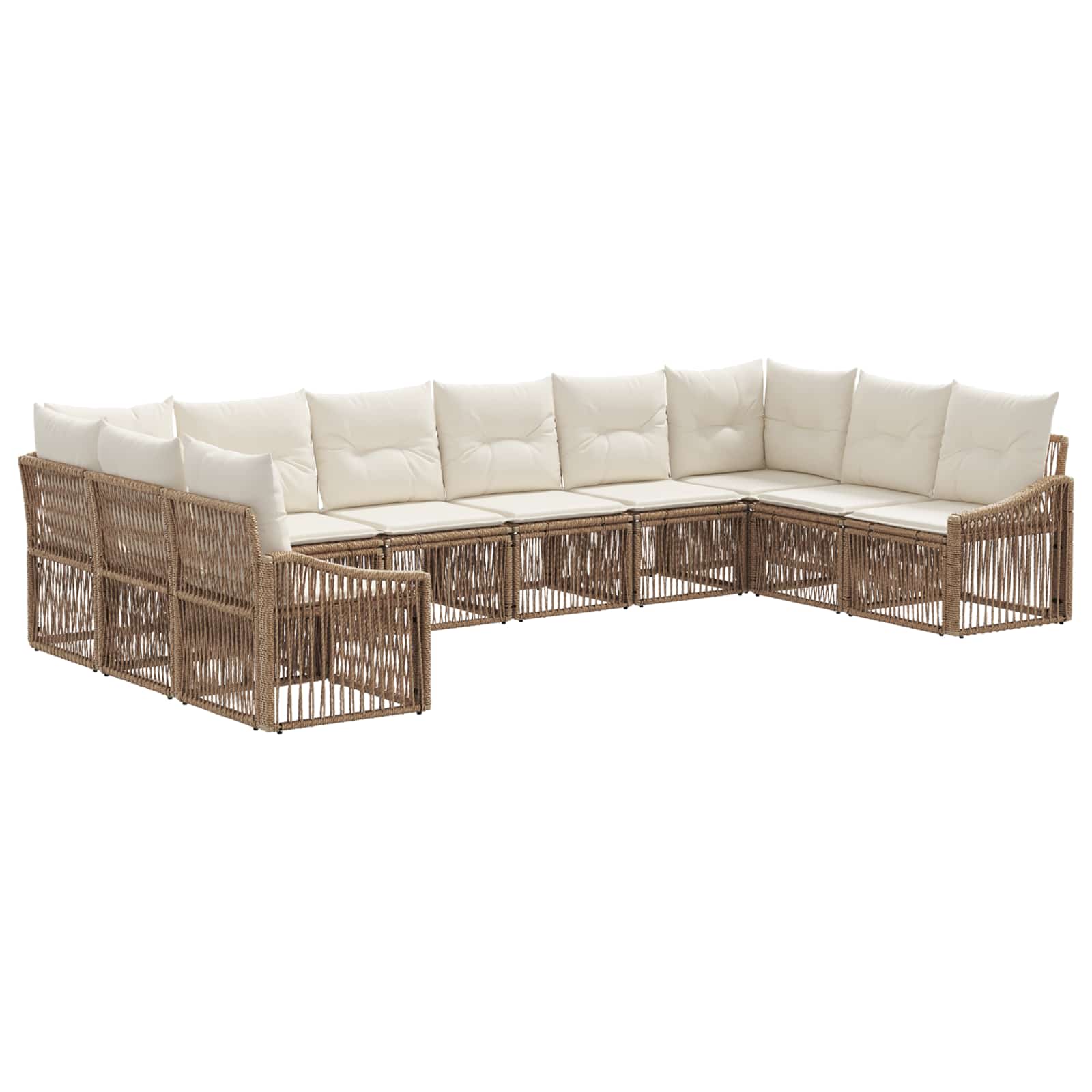 vidaXL Tuinbankenset 11 pcs Zwart poly rattan