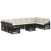 vidaXL Tuinbankenset 11 pcs Zwart poly rattan