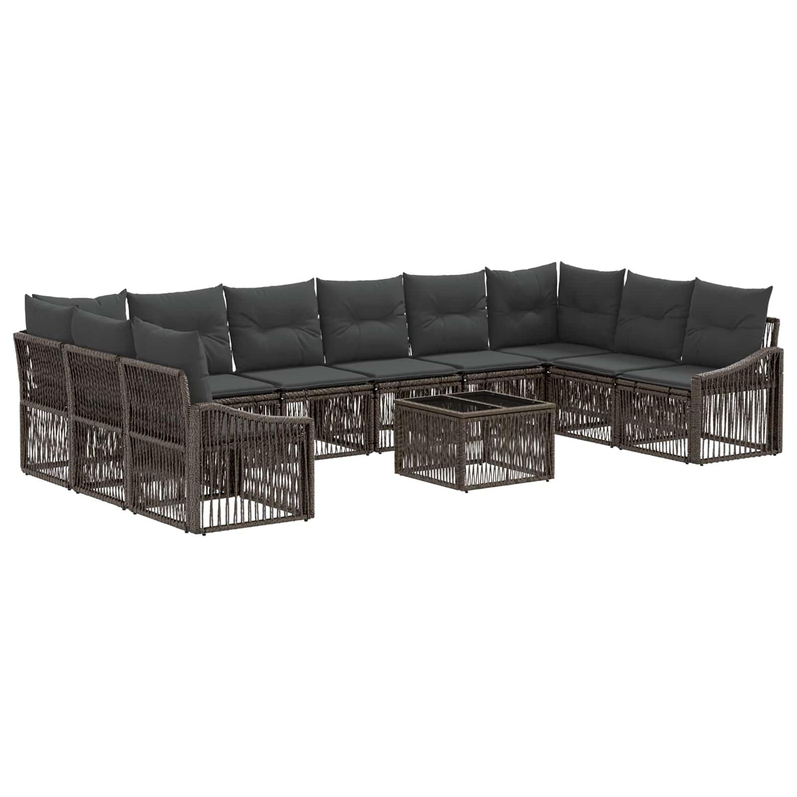 vidaXL Tuinbankenset 11 pcs Zwart poly rattan