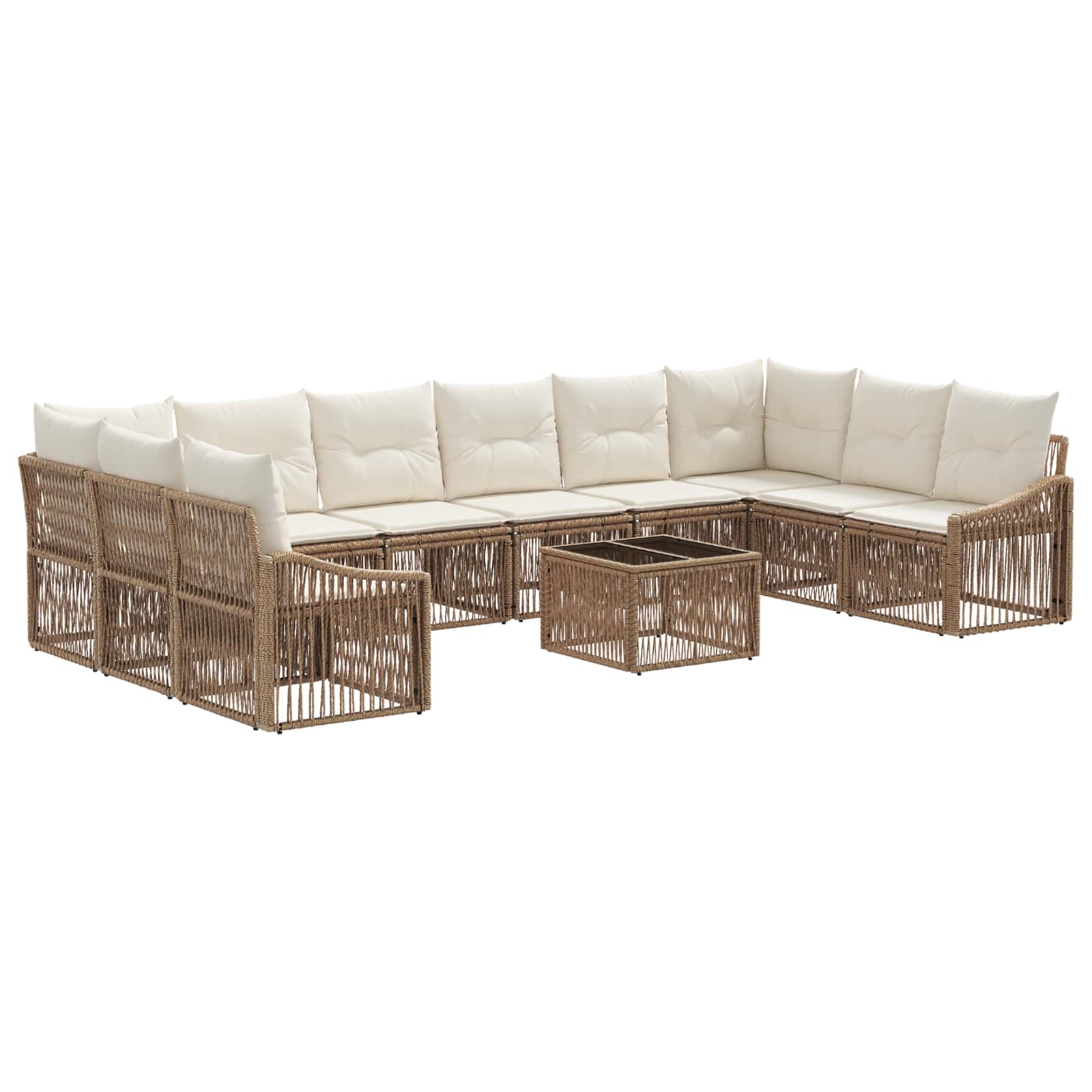 vidaXL Tuinbankenset 11 pcs Zwart poly rattan