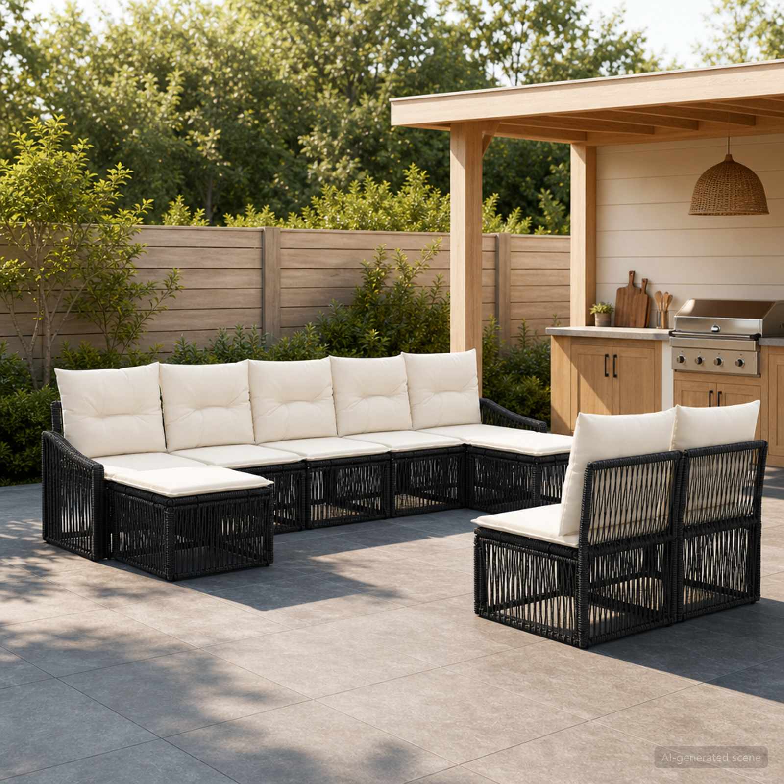 vidaXL Tuinbankenset 10 pcs 9-Aantal zitplaatsen Zwart poly rattan