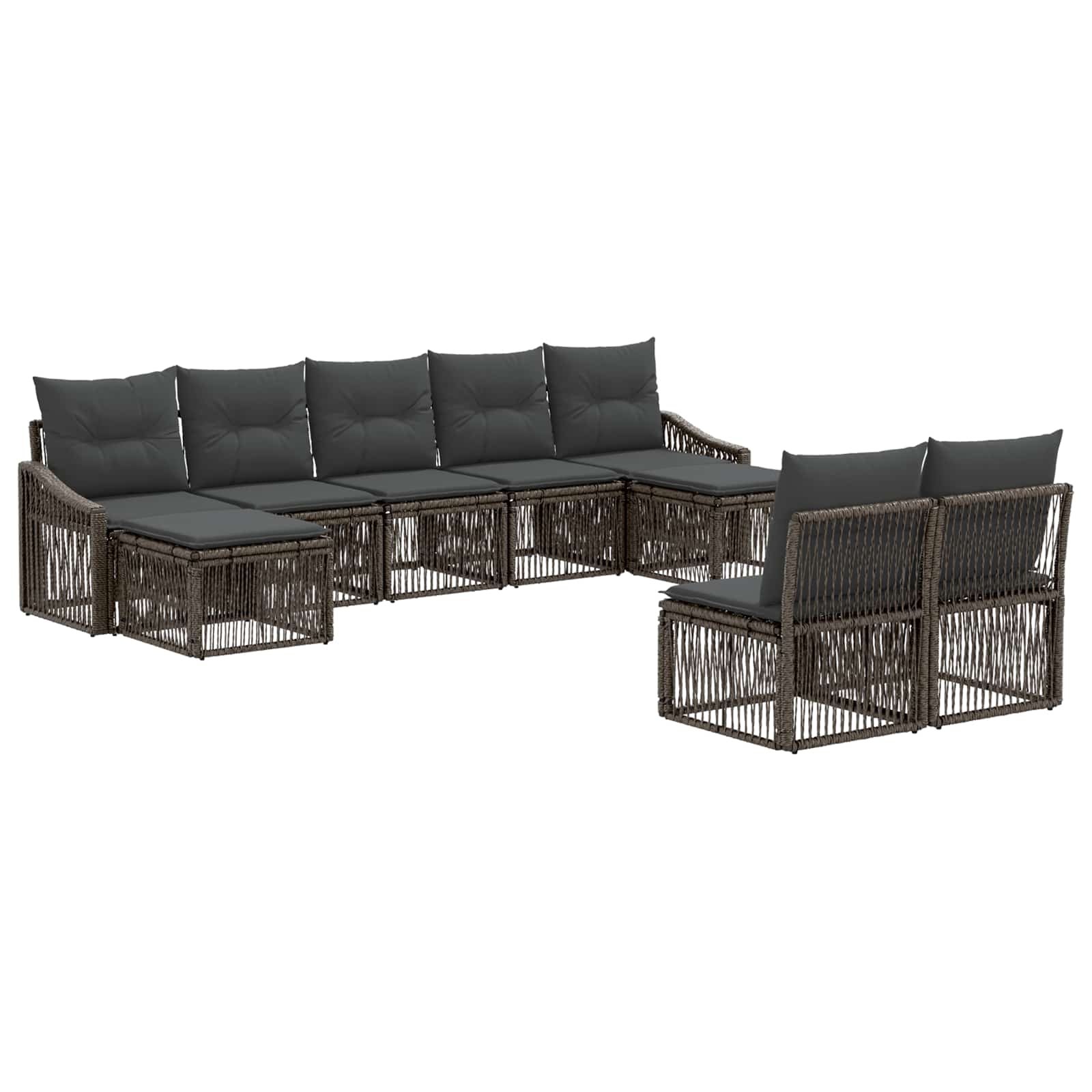 vidaXL Tuinbankenset 10 pcs 9-Aantal zitplaatsen Zwart poly rattan