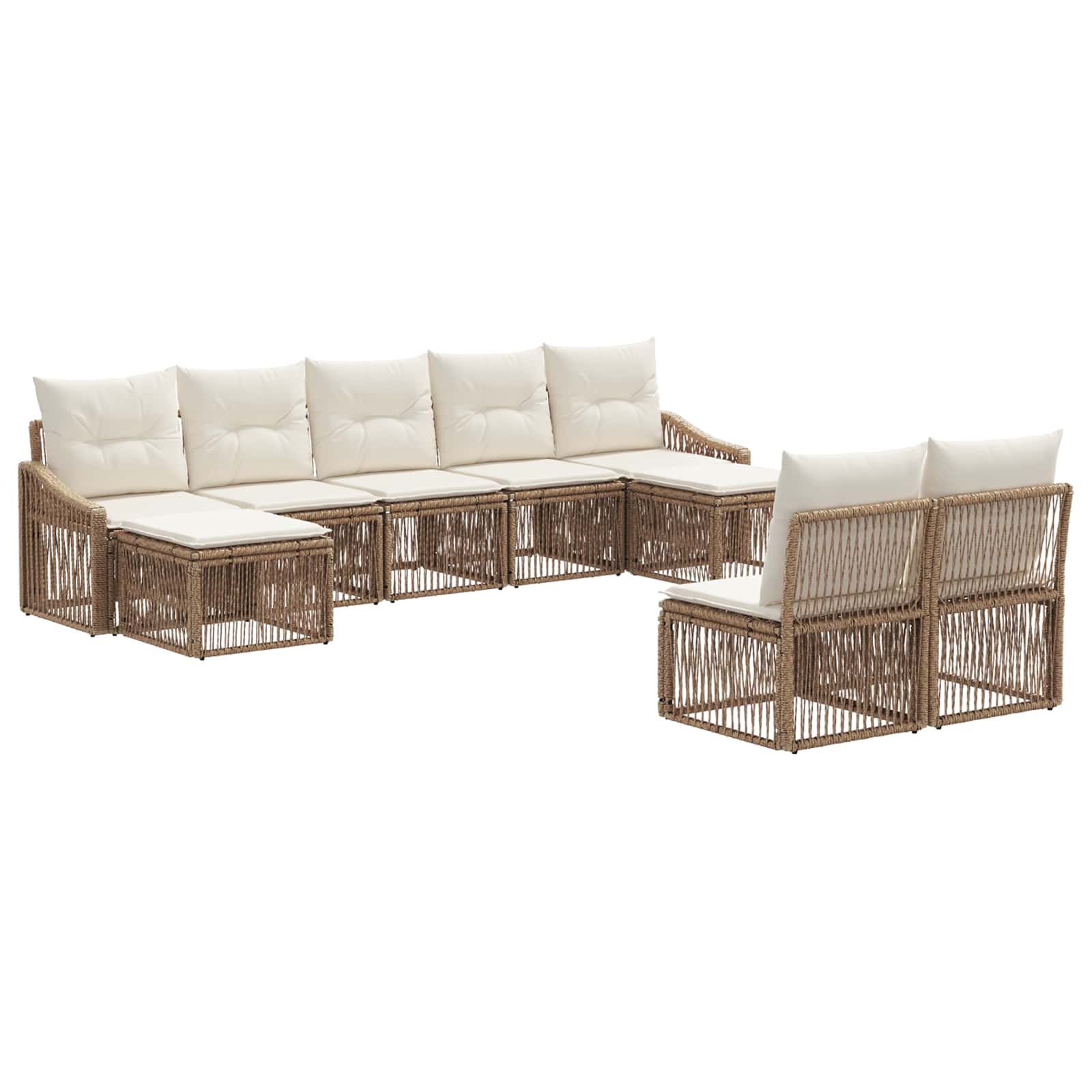 vidaXL Tuinbankenset 10 pcs 9-Aantal zitplaatsen Zwart poly rattan