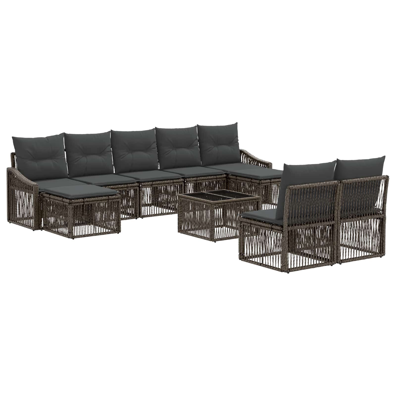 vidaXL Tuinbankenset 10 pcs 9-Aantal zitplaatsen Zwart poly rattan