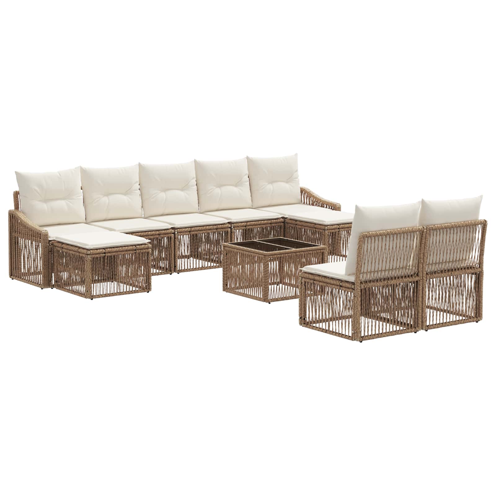 vidaXL Tuinbankenset 10 pcs 9-Aantal zitplaatsen Zwart poly rattan
