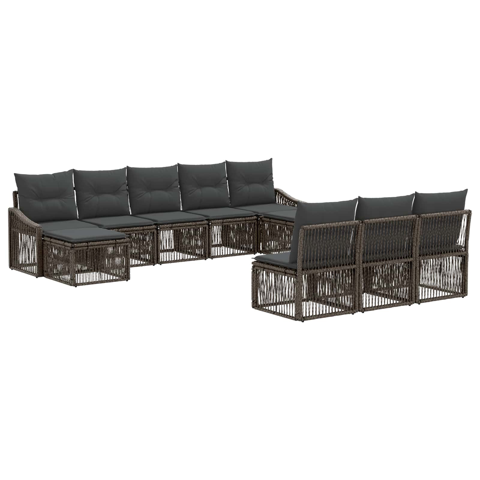 vidaXL Tuinbankenset 11 pcs Zwart poly rattan