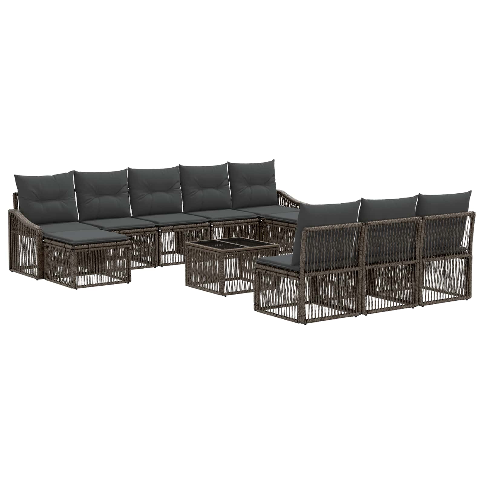 vidaXL Tuinbankenset 11 pcs Zwart poly rattan