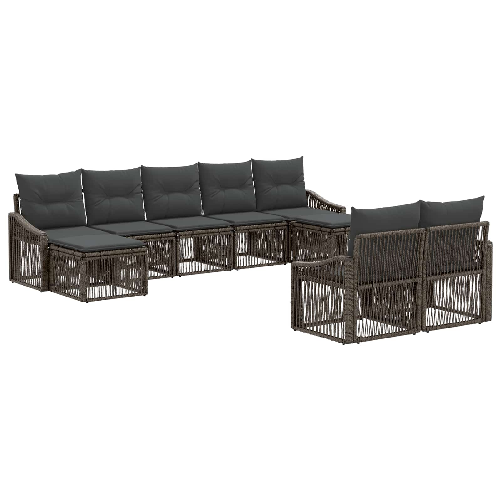 vidaXL Tuinbankenset 10 pcs Zwart poly rattan