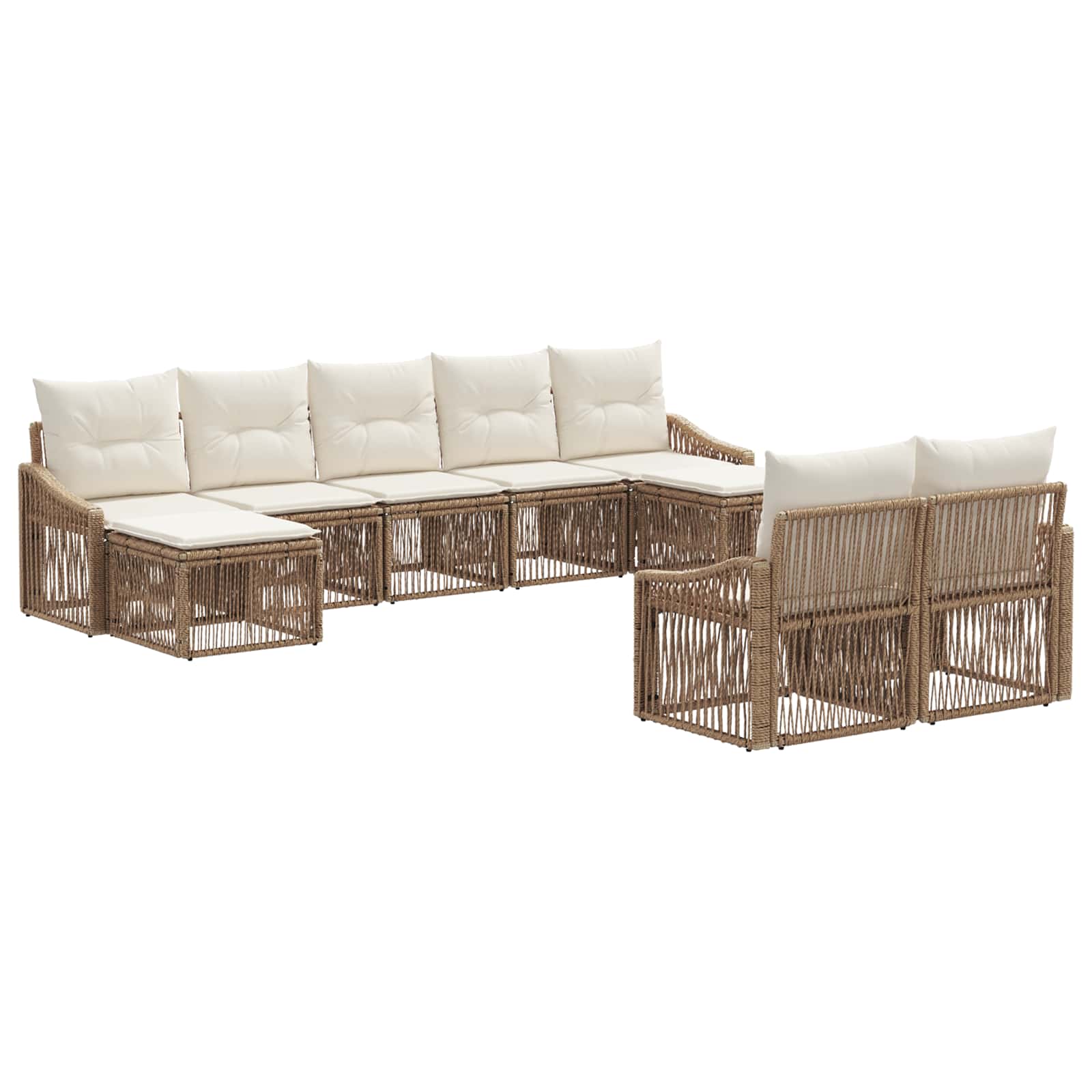 vidaXL Tuinbankenset 10 pcs Zwart poly rattan