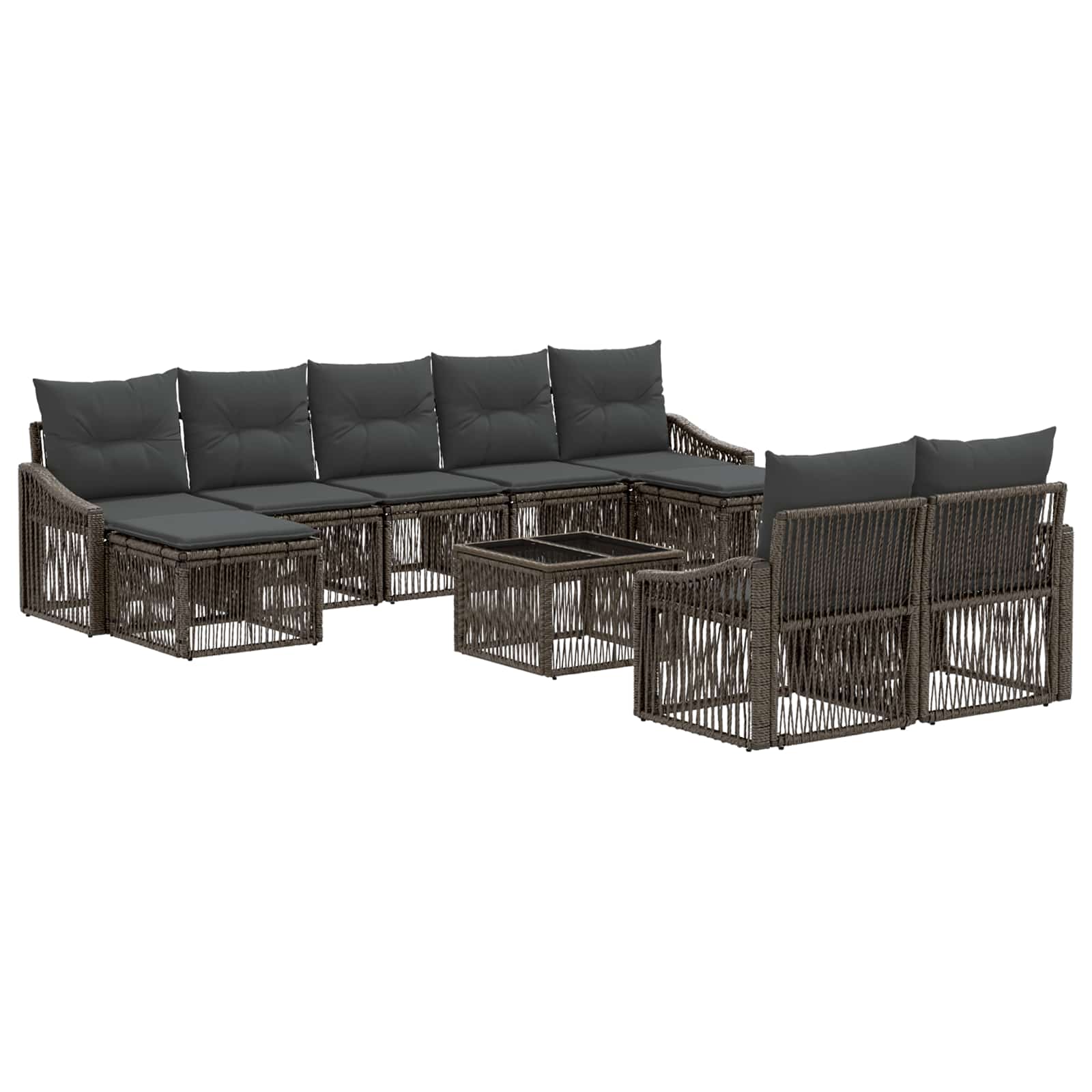 vidaXL Tuinbankenset 10 pcs Zwart poly rattan