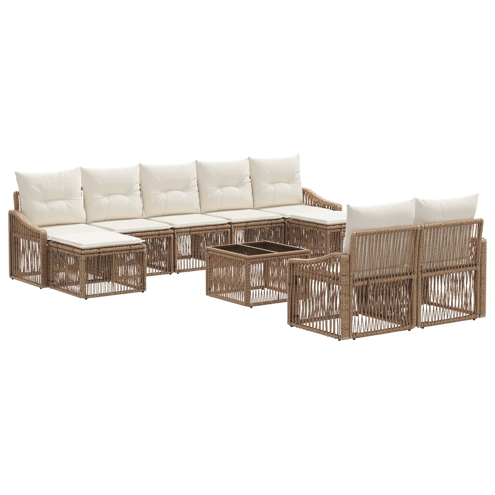 vidaXL Tuinbankenset 10 pcs Zwart poly rattan