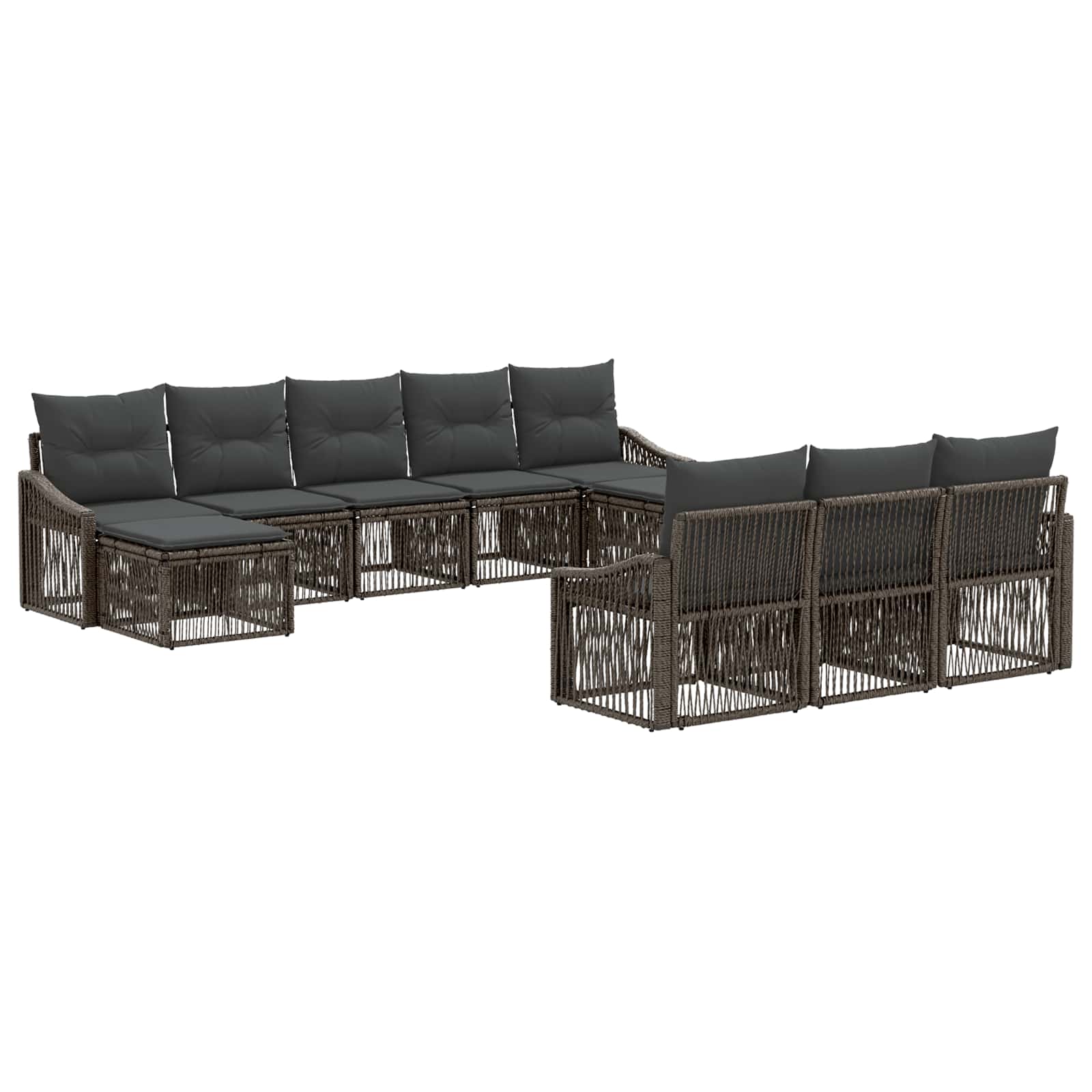 vidaXL Tuinbankenset 11 pcs Zwart poly rattan