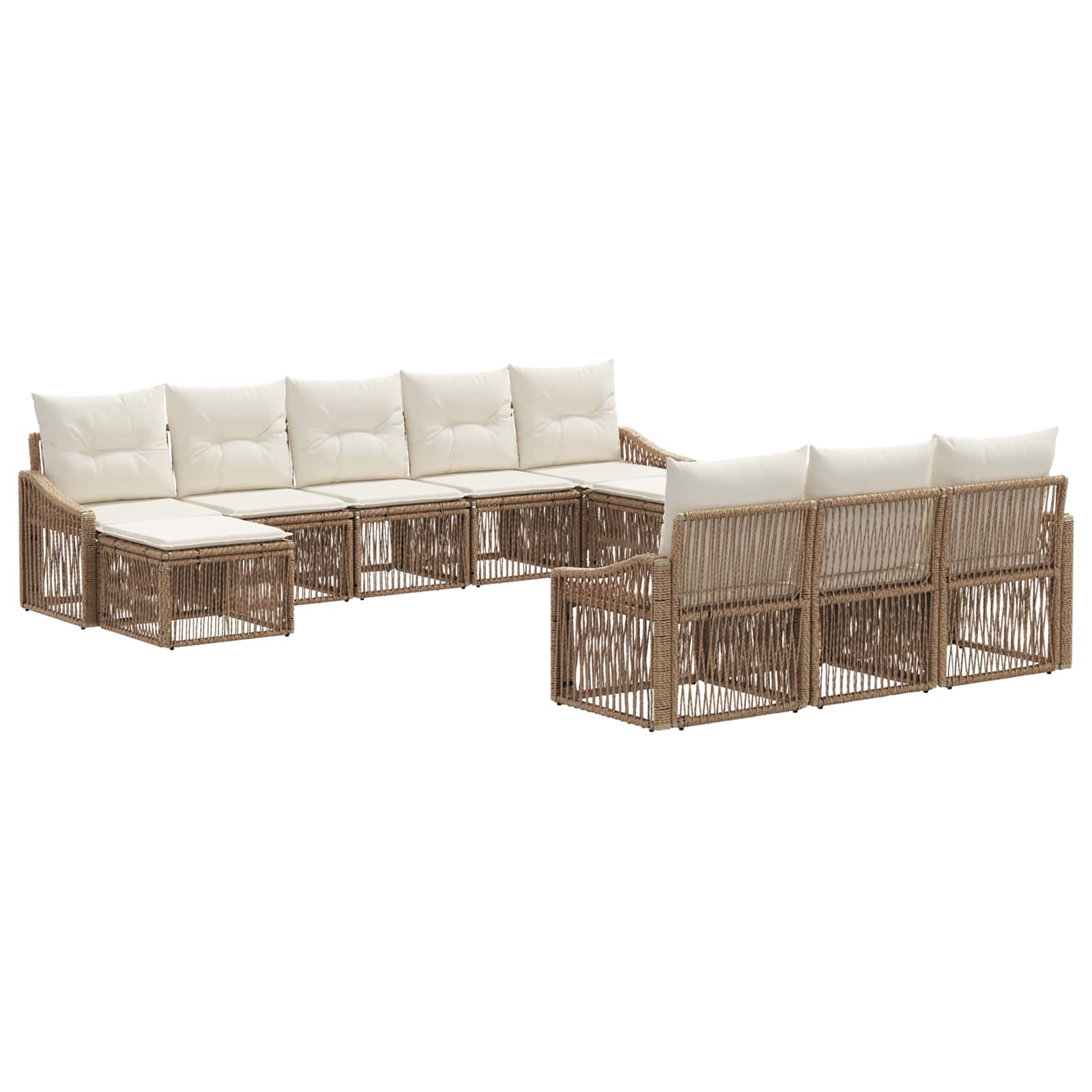 vidaXL Tuinbankenset 11 pcs Zwart poly rattan