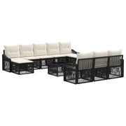 vidaXL Tuinbankenset 11 pcs Zwart poly rattan
