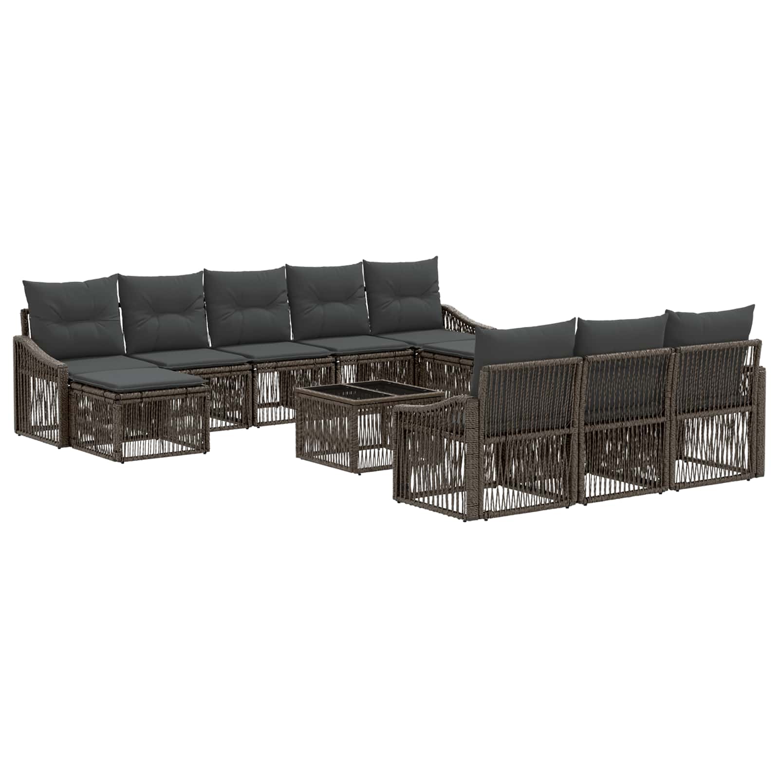 vidaXL Tuinbankenset 11 pcs Zwart poly rattan
