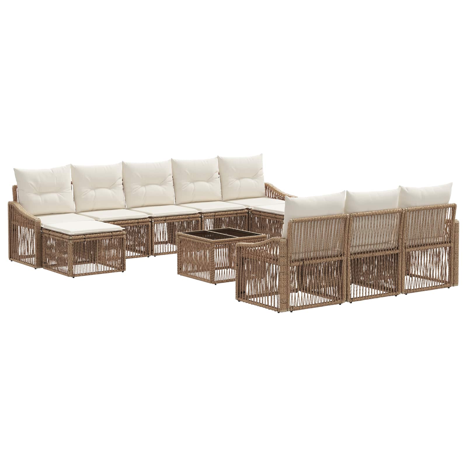 vidaXL Tuinbankenset 11 pcs Zwart poly rattan