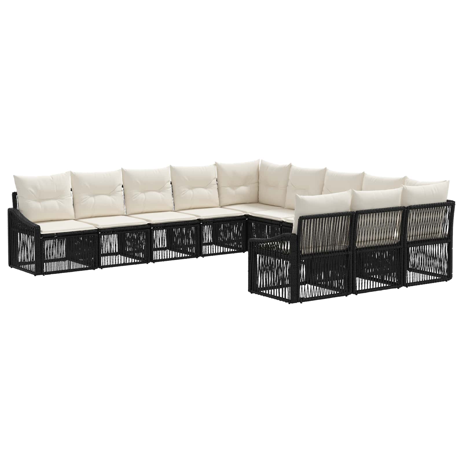 vidaXL Tuinbankenset 12 pcs Zwart poly rattan