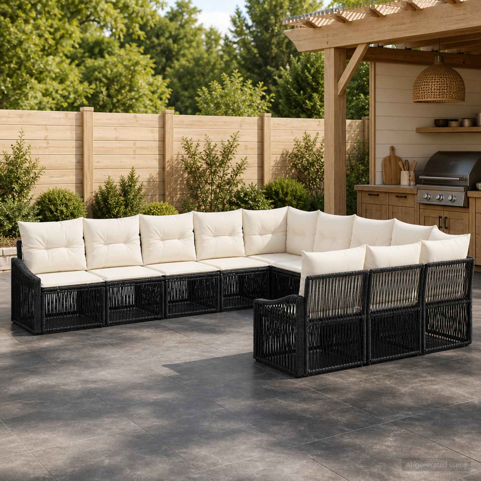 vidaXL Tuinbankenset 12 pcs Zwart poly rattan